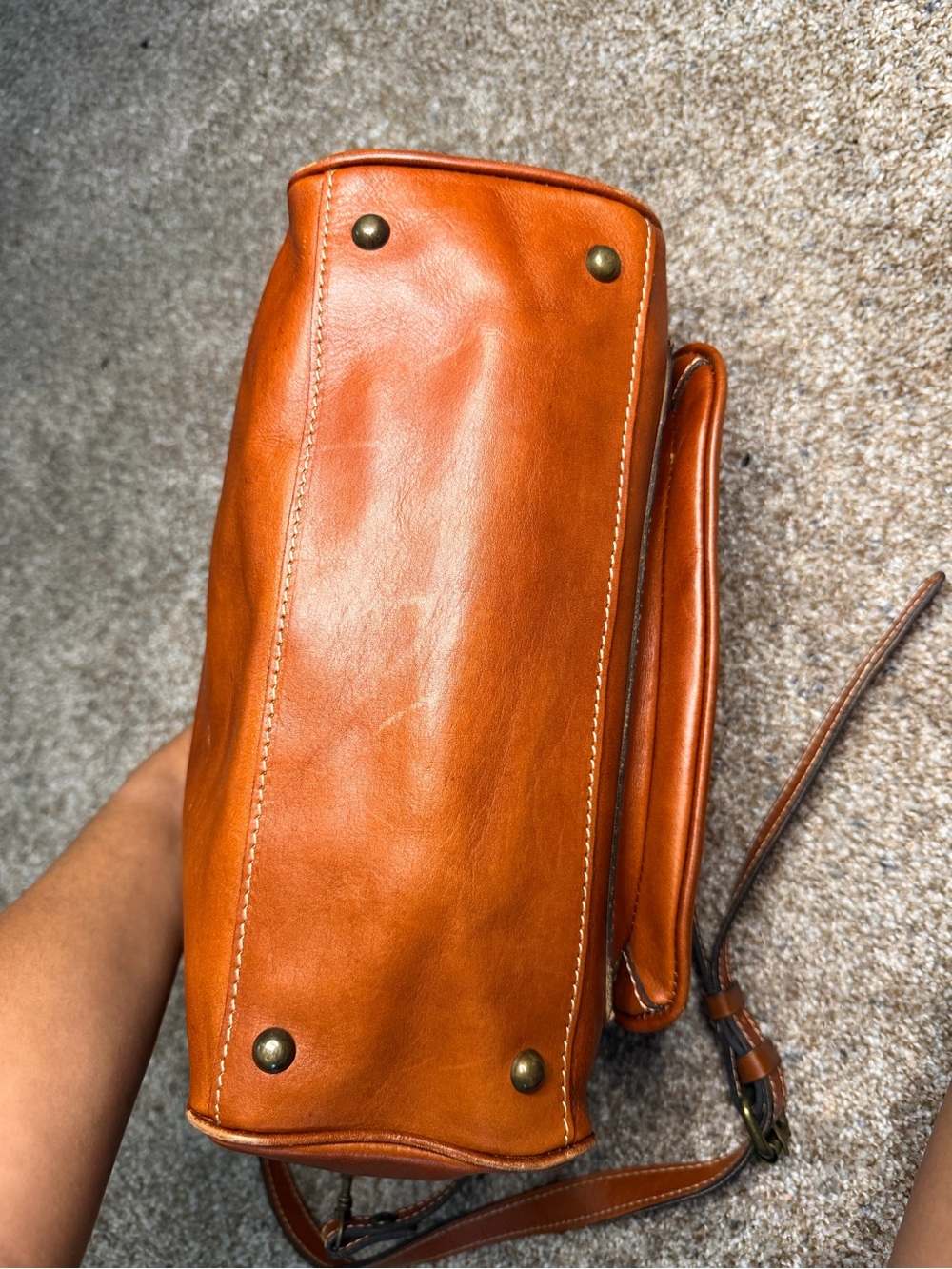 Vintage Patricia Nash Morina Doctor Bag 100% Italian Leather Cognac Tan - Picture 4 of 14